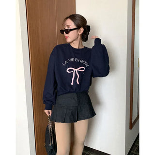Ribbon print sweatshirt