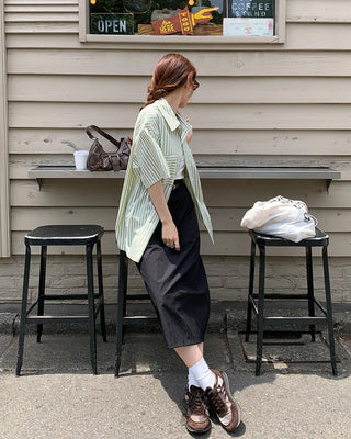Oversized Striped Pocket Shirt