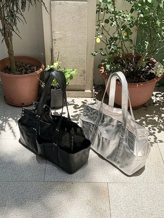 Glossy Pocket Y2K Big Tote Bag