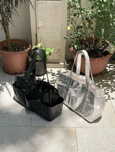 Glossy Pocket Y2K Big Tote Bag