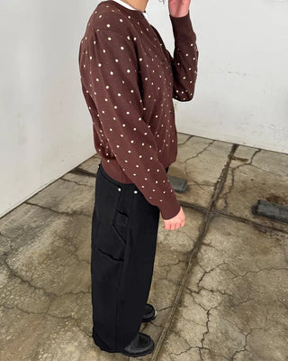 Polka Dot Round Neck Cardigan