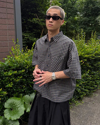 Checked cropped overshirt