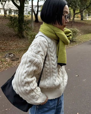 Color-blocked ribbed scarf
