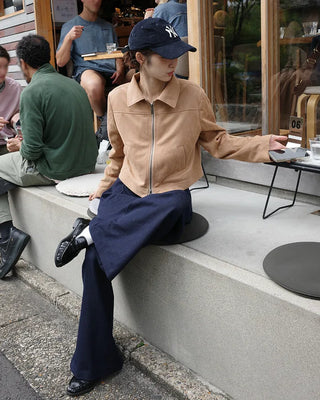 Suede cropped jacket
