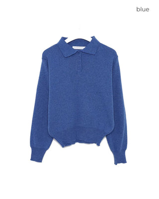 Half-button collar knit