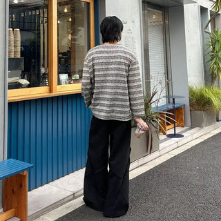 (Unisex) Striped Linen Long T-Shirt