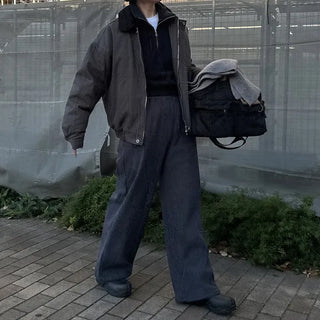 Ribbed wide brushed pants