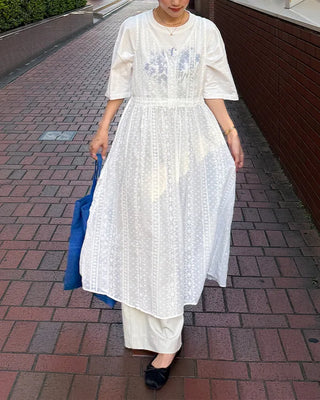Button lace long dress