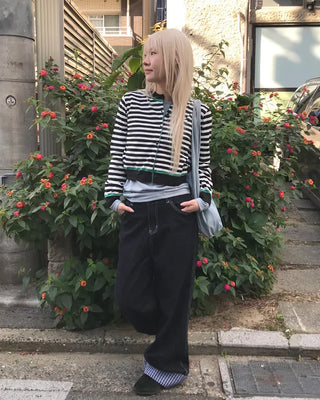 Two-tone striped cardigan