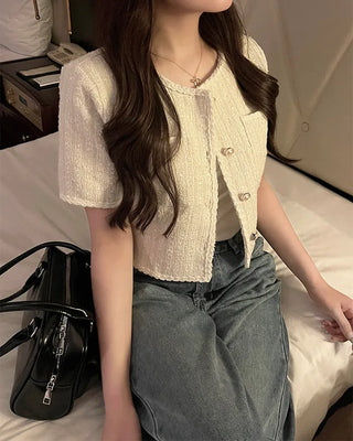 Tweed short-sleeved jacket