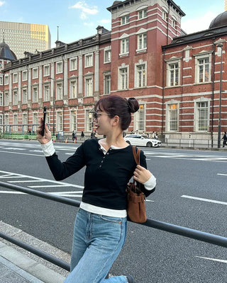 Layered long-sleeve T-shirt