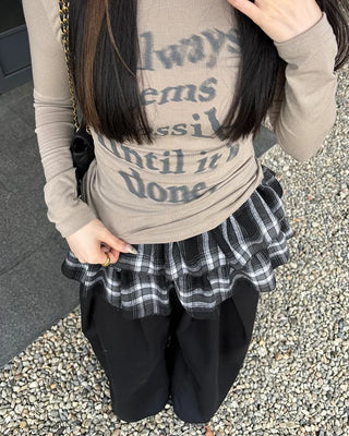 Checked layered skirt