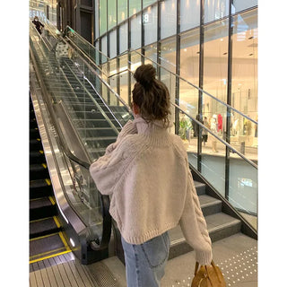 Cable Cropped Turtleneck Knit