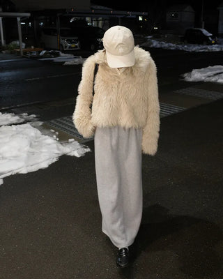 Elastic waist fleece long skirt