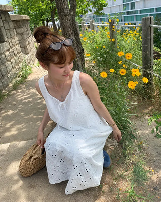Perforated lace dress