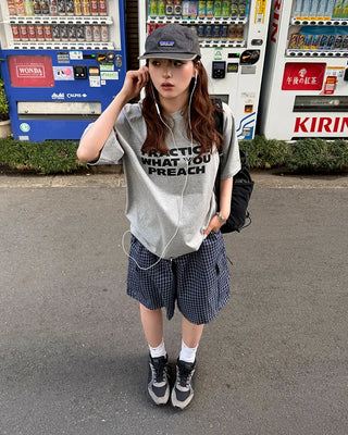 Checked cargo shorts