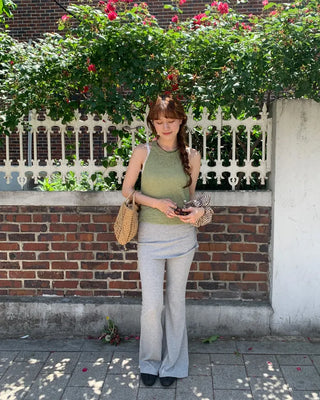 Halter neck knit tank top