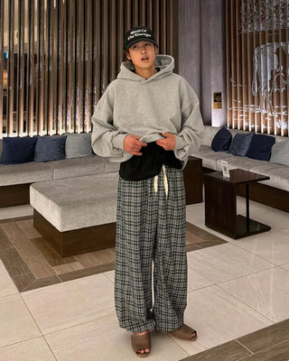 Checked Easy Wide Pants
