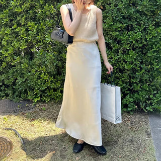 Satin long skirt