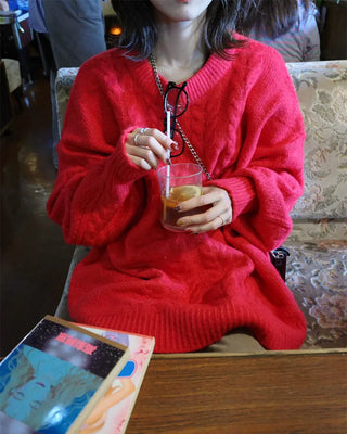 Oversized Cable Knit Long Sweater