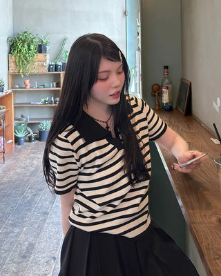 Striped short-sleeve knit