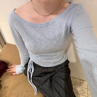Side-shirred T-shirt