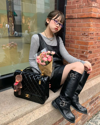 Leather mini dress