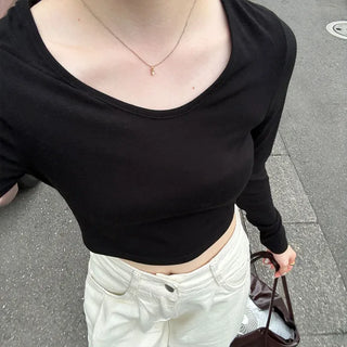U-neck cropped T-shirt