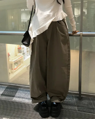 Balloon Fit Cotton Pants