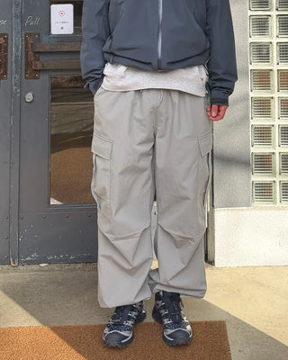 Fleece-lined parachute string cargo pants