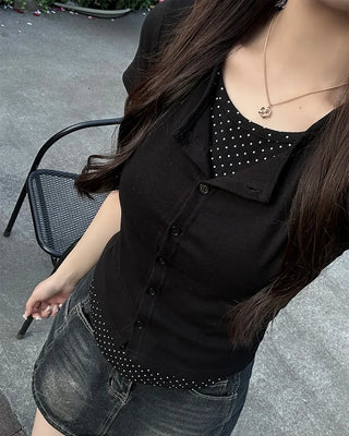 Dot Layered Half Cardigan