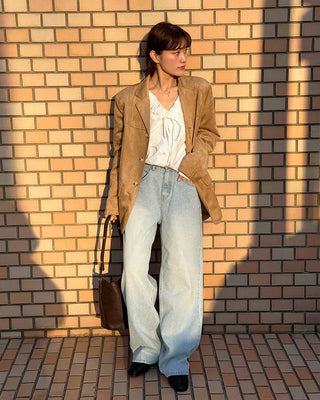 Loose-fit suede jacket