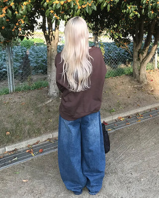 Side-tuck washed denim pants