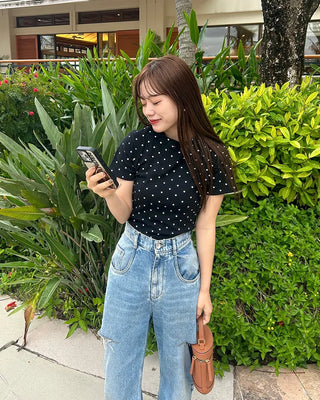 Polka Dot Half-Sleeve T-Shirt