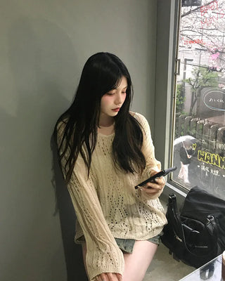 See-through perforated knit