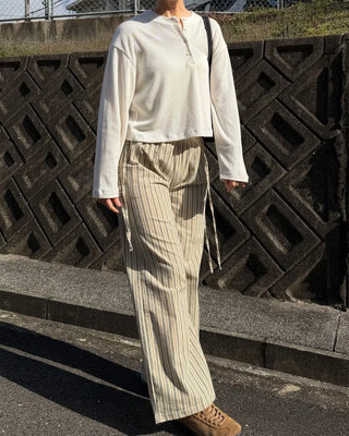 Drawstring striped pants