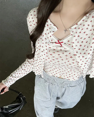 Cherry Camisole & Cardigan Set
