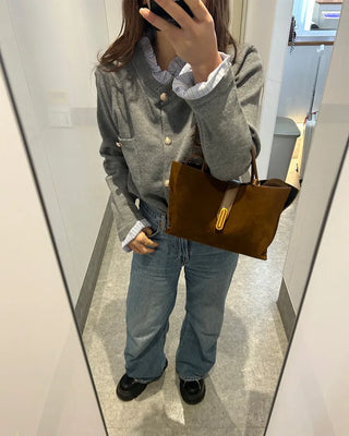Suede Square Tote Bag