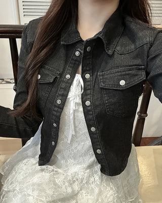 Slim-fit cropped denim shirt