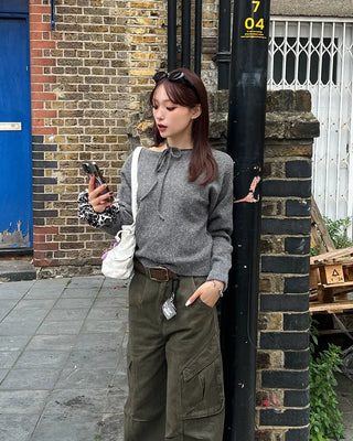 Ribbon tie knit