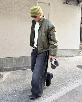 Leather padded jacket