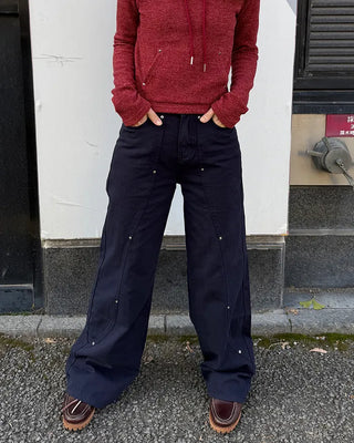 Side Yoke Wide Cotton Pants