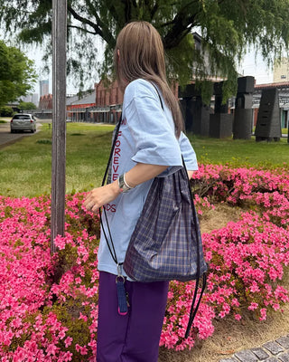 Patterned nylon drawstring bag