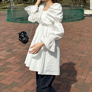 Puff-sleeve mini dress