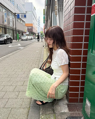 Embossed Banding Long Skirt