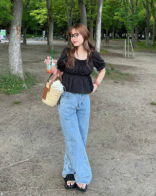 Heart Stud Denim Pants