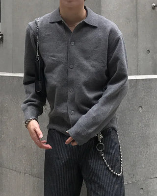 Semi-Clothed Polo Knit Cardigan