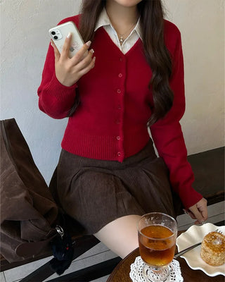 Corduroy pleated mini skirt