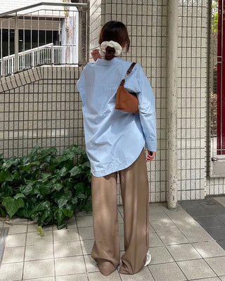 Double-pleated wide-fit slacks
