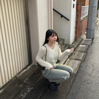 Fleece-lined wide-leg denim pants